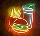 Burger Pommes und Getränk LED-Neonschild für Restaurant Imbiss