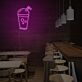Getränkebecher mit Strohhalm LED-Neonschild für Cafe Bar