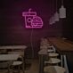 Burger und Getränkebecher LED-Neonschild für Restaurant und Imbiss