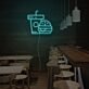 Burger und Getränkebecher LED-Neonschild für Restaurant und Imbiss