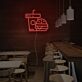 Burger und Getränkebecher LED-Neonschild für Restaurant und Imbiss