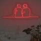 Linienzeichnung zweier sitzender Personen LED-Neonschild Wohnzimmer Schlafzimmer