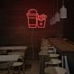 Getränkebecher und Pommes LED-Neonschild für Restaurant Imbiss