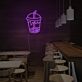 Getränkebecher mit Strohhalm und Eiswürfeln LED-Neonschild für Café Bar