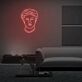 Stilisierter Kopf mit Haaren und Bart LED-Neonschild für Wohnzimmer Lounge