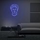 Stilisierter Kopf mit Haaren und Bart LED-Neonschild für Wohnzimmer Lounge