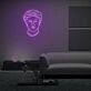 Stilisierter Kopf mit Haaren und Bart LED-Neonschild für Wohnzimmer Lounge