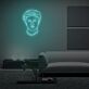 Stilisierter Kopf mit Haaren und Bart LED-Neonschild für Wohnzimmer Lounge