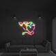 Leuchtendes Herz LED Neonschild mit Engel und Teufel Motiv als moderne Wanddekoration für Wohnzimmer und Schlafzimmer