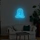 Abstraktes LED Neonschild mit meditierender Figur im Lotus Sitz für ruhige moderne Wanddekoration
