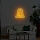 Abstraktes LED Neonschild mit meditierender Figur im Lotus Sitz für ruhige moderne Wanddekoration