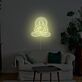 Abstraktes LED Neonschild mit meditierender Figur im Lotus Sitz für ruhige moderne Wanddekoration