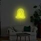 Abstraktes LED Neonschild mit meditierender Figur im Lotus Sitz für ruhige moderne Wanddekoration