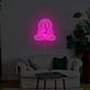 Abstraktes LED Neonschild mit meditierender Figur im Lotus Sitz für ruhige moderne Wanddekoration