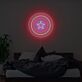 Rundes LED Neonschild mit Stern und geometrischen Kreisen als moderne Wandbeleuchtung für Schlafzimmer oder Wohnräume