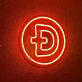 Rundes LED Neonschild mit Dogecoin Symbol für Gaming Zimmer Home Office oder digitale Dekoration