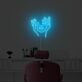 Abstraktes LED Neonschild mit stilisiertem Gesicht und schützender Handgeste als moderne Wanddekoration für Wohnzimmer Atelier oder kreativen Arbeitsraum