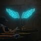 Abstraktes LED Neonschild in Eis am Stiel Form mit fließendem Linienmotiv als moderne Wanddekoration für Café Küche Bar oder kreativen Innenraum