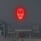 Rotes LED Neonschild im futuristischen Roboterhelm Design als moderne Wanddekoration für Gaming Zimmer Home Office oder Technik Fans