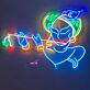 Abstraktes LED Neonschild Flötenspieler moderne Linienkunst farbige Wandbeleuchtung für Wohnzimmer Studio kreative Räume oder künstlerisches Interior Design