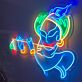 Abstraktes LED Neonschild Flötenspieler moderne Linienkunst farbige Wandbeleuchtung für Wohnzimmer Studio kreative Räume oder künstlerisches Interior Design