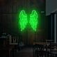 Leuchtende Flügelform LED Neonschild Abstrakte Wanddekoration in Lila für moderne kreative Innenräume