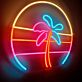 Palme vor Sonnenuntergang LED-Neonschild Wohnzimmer Bar