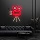 Modernes LED Neonschild mit Filmkamera Design für Wohnzimmer Home Office Studio und kreative Wanddekoration