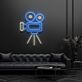 Modernes LED Neonschild mit Filmkamera Design für Wohnzimmer Home Office Studio und kreative Wanddekoration