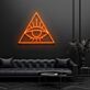 Modernes LED Neonschild mit geometrischem Augen Motiv im Dreieck für modernes Interior Design und stilvolle Wanddekoration