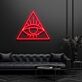 Modernes LED Neonschild mit geometrischem Augen Motiv im Dreieck für modernes Interior Design und stilvolle Wanddekoration