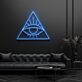 Modernes LED Neonschild mit geometrischem Augen Motiv im Dreieck für modernes Interior Design und stilvolle Wanddekoration