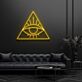 Modernes LED Neonschild mit geometrischem Augen Motiv im Dreieck für modernes Interior Design und stilvolle Wanddekoration