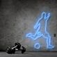 Modernes LED Neonschild mit Fußballspieler Silhouette als dynamische Wanddekoration für Fitnessraum, Hobbyraum und sportliche Wohnbereiche