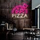 Halbe Pizza und Stück LED Neonschild