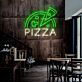 Halbe Pizza und Stück LED Neonschild