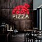Halbe Pizza und Stück LED Neonschild