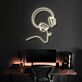 Modernes LED Neonschild mit Kopfhörer und abstraktem Gesichtsprofil als stilvolle Wanddekoration für Musikzimmer, Gaming Setup oder Home Office