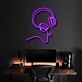 Modernes LED Neonschild mit Kopfhörer und abstraktem Gesichtsprofil als stilvolle Wanddekoration für Musikzimmer, Gaming Setup oder Home Office