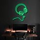 Modernes LED Neonschild mit Kopfhörer und abstraktem Gesichtsprofil als stilvolle Wanddekoration für Musikzimmer, Gaming Setup oder Home Office