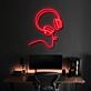 Modernes LED Neonschild mit Kopfhörer und abstraktem Gesichtsprofil als stilvolle Wanddekoration für Musikzimmer, Gaming Setup oder Home Office