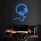 Modernes LED Neonschild mit Kopfhörer und abstraktem Gesichtsprofil als stilvolle Wanddekoration für Musikzimmer, Gaming Setup oder Home Office