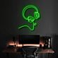 Modernes LED Neonschild mit Kopfhörer und abstraktem Gesichtsprofil als stilvolle Wanddekoration für Musikzimmer, Gaming Setup oder Home Office