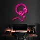 Modernes LED Neonschild mit Kopfhörer und abstraktem Gesichtsprofil als stilvolle Wanddekoration für Musikzimmer, Gaming Setup oder Home Office