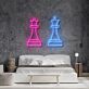 Schach König LED Neonschild im minimalistischen Doppel Design für Schlafzimmer Wohnzimmer und moderne Wanddekoration