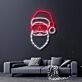 Modernes Weihnachtsmann LED Neonschild mit Sonnenbrille als stilvolle Wanddekoration