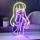 Niedliche Cartoon Mädchen LED Neonschild als dekorative Wandbeleuchtung im japanisch inspirierten Design
