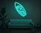 Surfbrett mit Wellen und Sonne LED-Neonschild für Wohnzimmer oder Surflounge