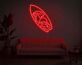 Surfbrett mit Wellen und Sonne LED-Neonschild für Wohnzimmer oder Surflounge