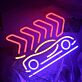 Retro Auto LED Neonschild mit Hitze Linien als auffällige Wanddekoration für Garage Männerzimmer oder Hobbyraum